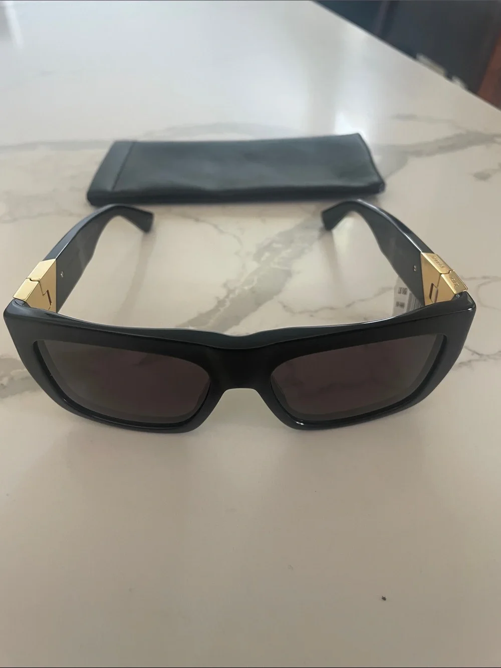 Bottega Veneta Black Square Frame Sunglasses with Gray Lenses